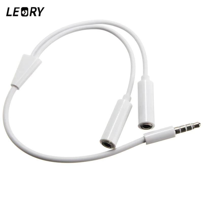 LEORY 3.5 mm Earphone Headset Headphone MP3 MP4 Audio Stereo Plug Y Splitter Cable Adapter Jack 1 Male to 2 Dual Female | Электроника