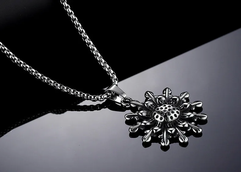 ARMNVNV Big Sunflower Charm Necklaces Silver Gold Color 316L Stainless Steel Pendant &amp Chain Men Jewelry | Украшения и