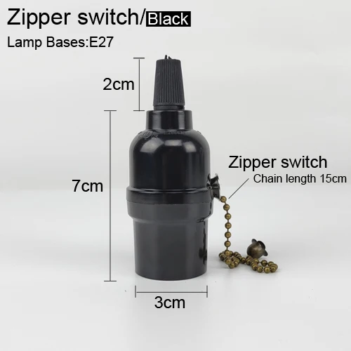 Black C Винтажная лампа Эдисона E27 с выключателем, держатель лампы, Ретро декоративный алюминиевый светильник, фитинги, лампа, головной светильник, розетка, сделай сам - Color: Black C