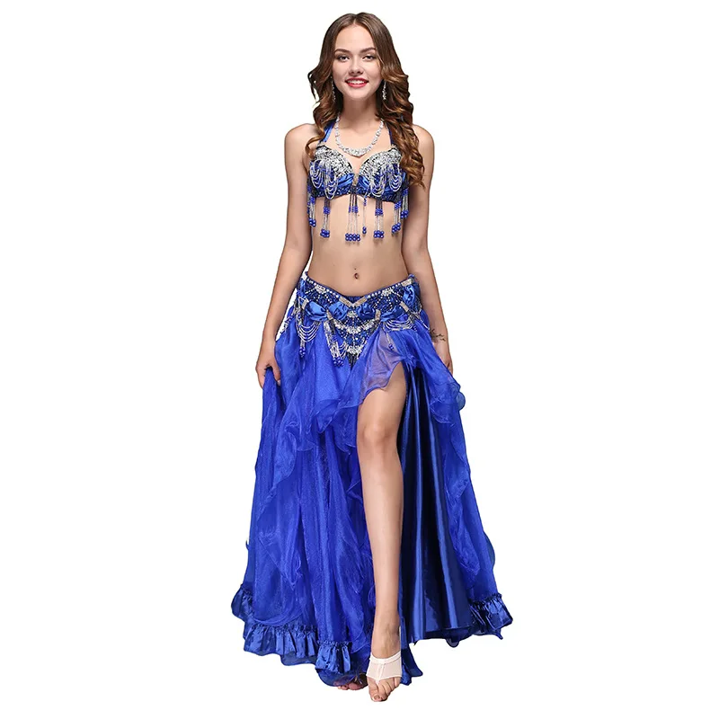 Hand Made Belly Dance Costumes 3pcs Girls New Suit Diamond Dancing Large Skirt Bra D-03333 | Тематическая одежда и