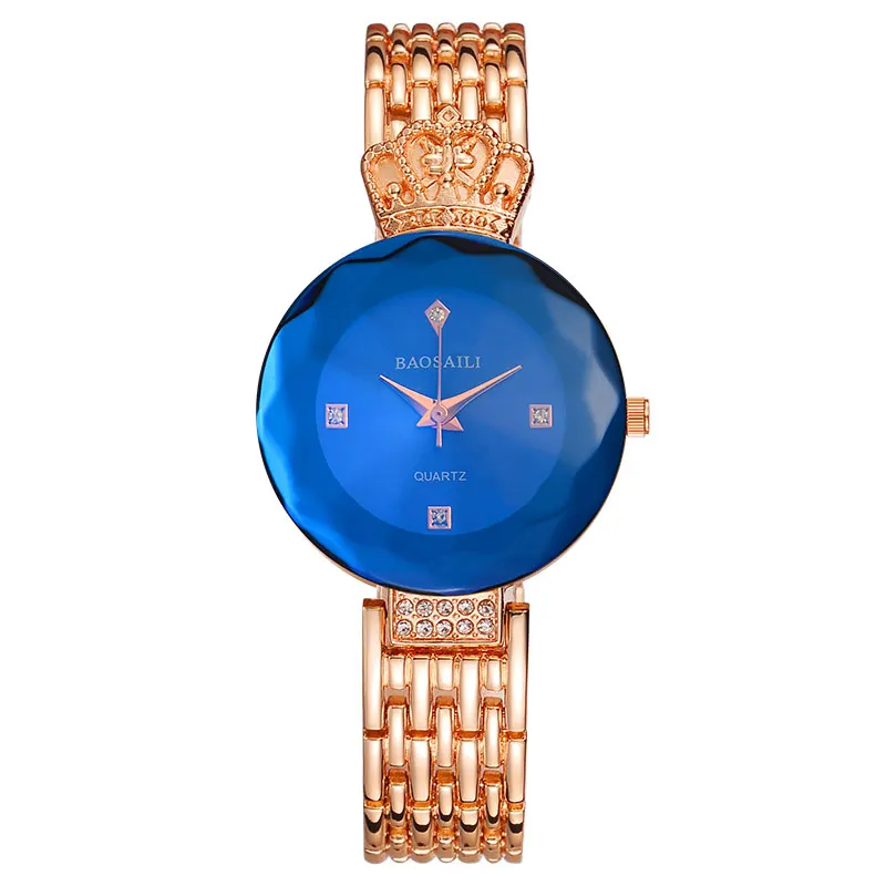 Rose Gold BAOSAILI роскошные часы с кристаллами для женщин Водонепроницаемый Серебряный стальной ремешок женские наручные часы Топ бренд браслет часы Relogio Feminino - Цвет: Rose Gold
