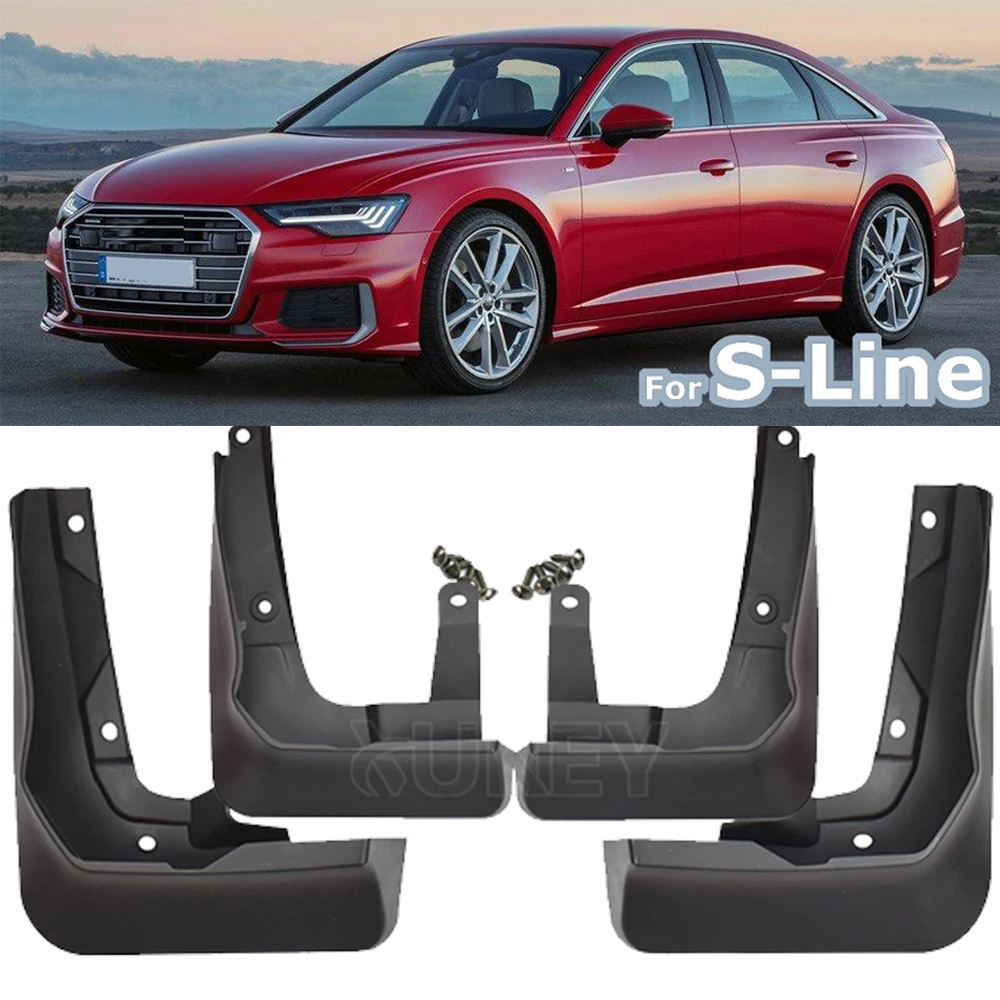 S-Line Model Брызговики автомобильные для Audi A6 C8 седан S-Line Брызговики ограничители Брызговики клапаном спереди и сзади защитный чехол для крыла - Цвет: S-Line Model