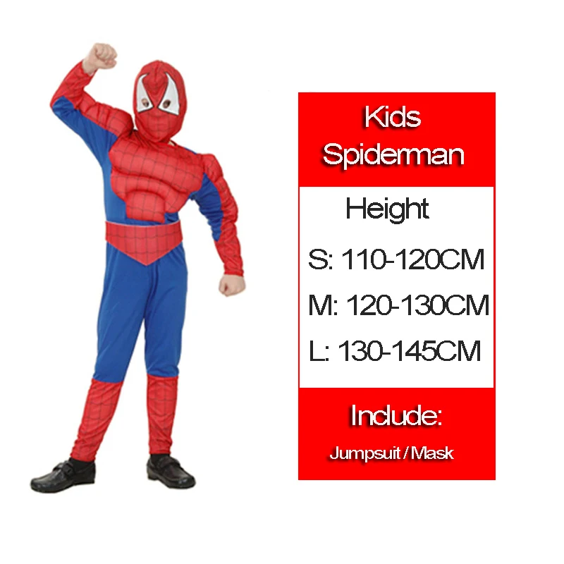Spiderman Человек-паук Супермен Дети Мышцы аниме косплэй костюм костюмы Капитан Америка человек Муравей Тор мальчик девочка чудо женщина Халк Бэтмен Hornet - Цвет: Spiderman
