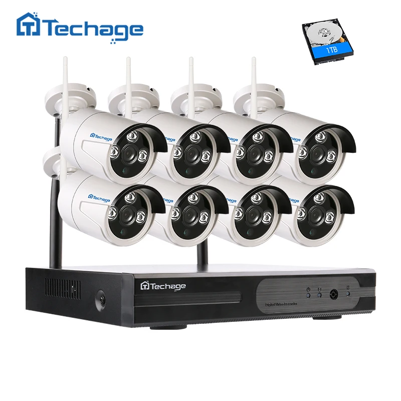 Techage plug & play 8ch 960 P 1.3mp HD Беспроводной NVR CCTV Системы Открытый P2P Wi Fi IP Камера