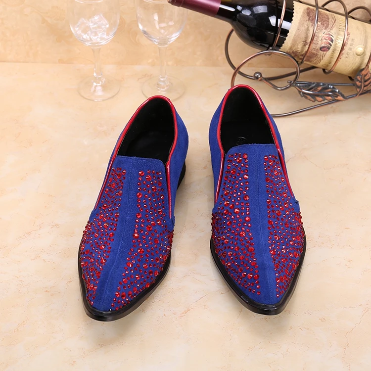 Обувь оксфорды в европейском стиле синие кожаные туфли без застежек на плоской