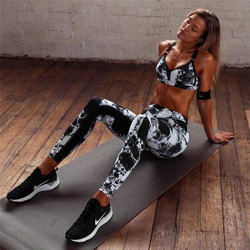 Energy Seamless леггинсы + Strappy Bra 2 шт. Набор Йога Для женщин тренажерный зал Фитнес