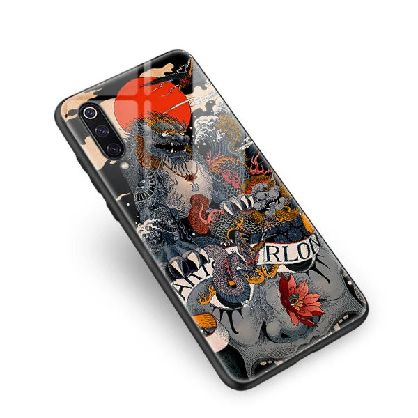 Японский чехол для телефона Ukiyo-e Arts Xiaomi MI9 MI9SE MI 9 SE Kirin &amp Dragon мягкий из закаленного