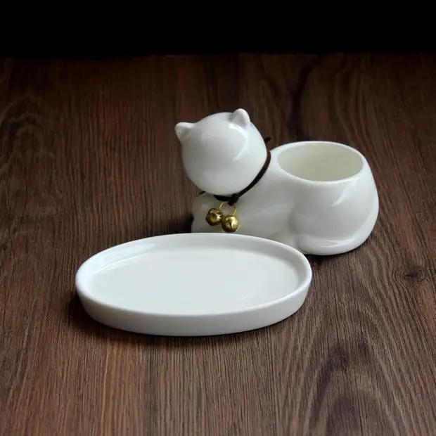 1 шт. керамический плантатор с мультяшным котом для суккулентов настольный