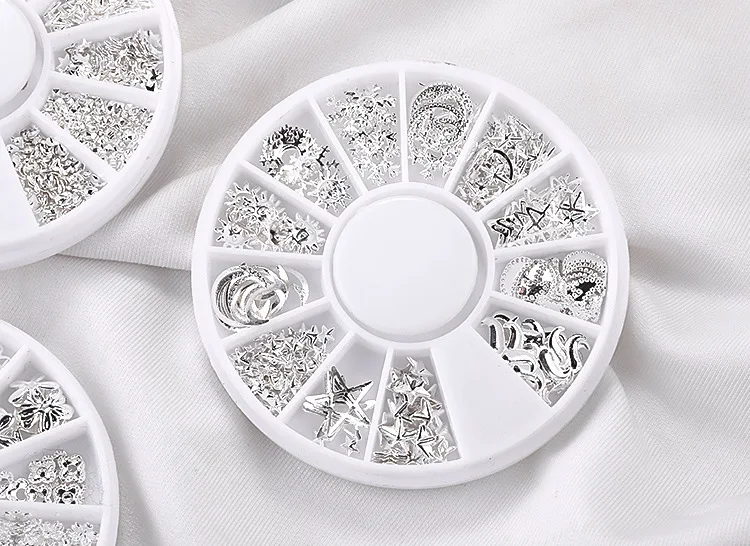 Серебряный цвет яркий стразы Необычные Бусины для маникюра 3D декоративный