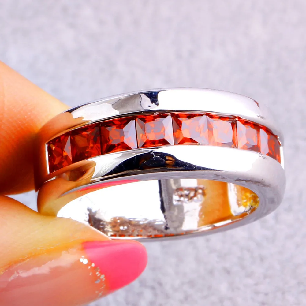 Кольца yESiDO 925 гранат ряд инкрустация женщины мужчины Anillos де Joyas де-плата размер 7 8
