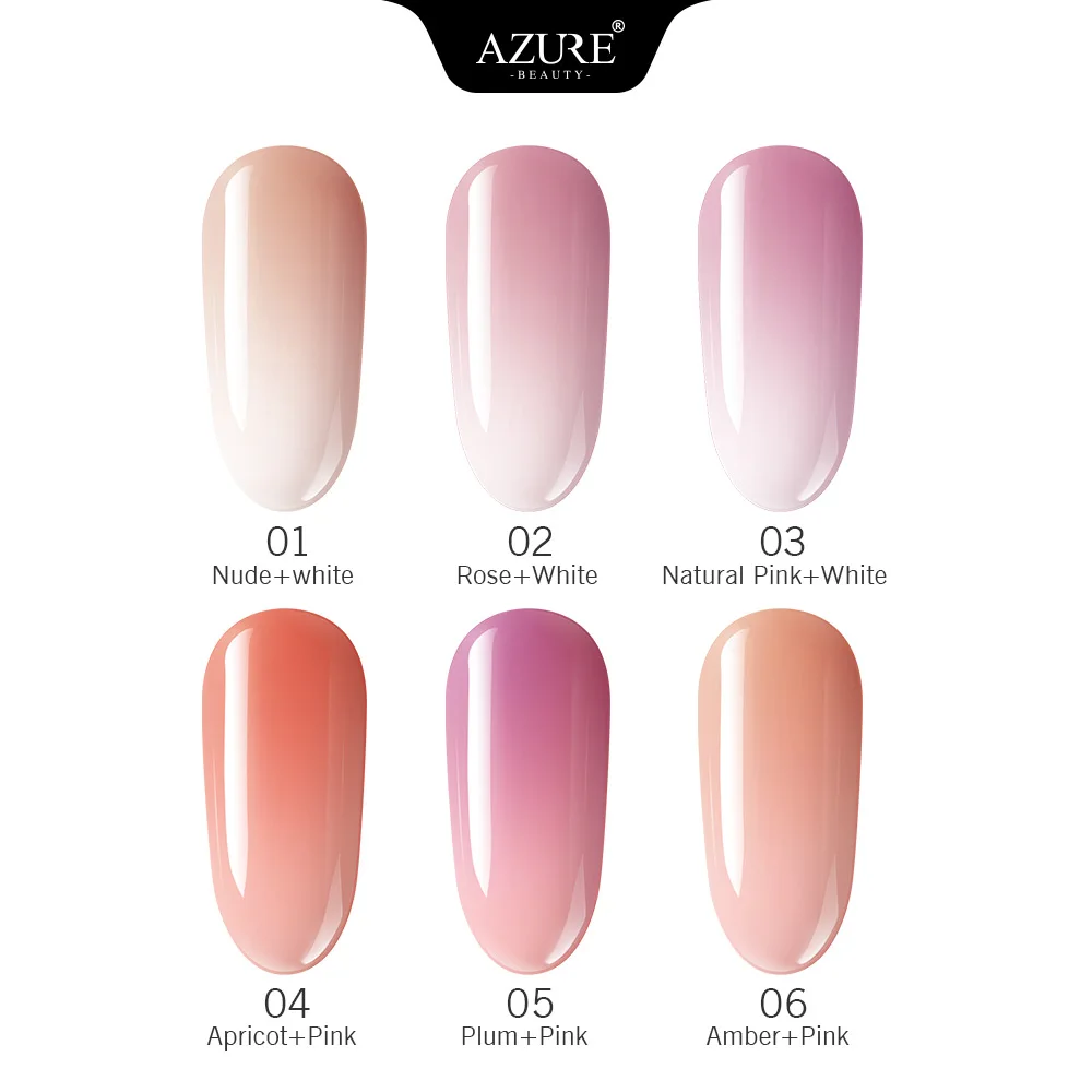 Акриловый удлиняющий УФ-гель Azure Beauty 6 шт./лот СВЕТОДИОДНЫЙ для дизайна ногтей