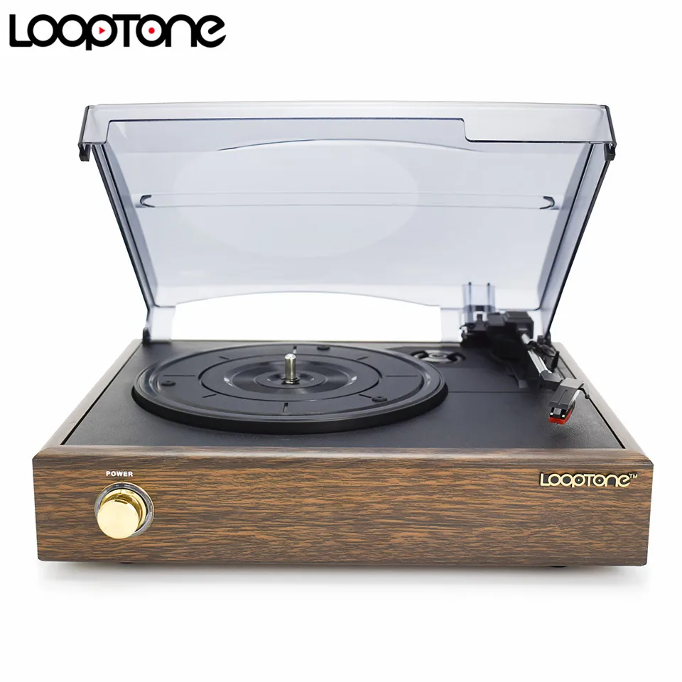 

LoopTone 3-Speed Classic Phonograph Gramophone Belt-Driven Turntable Vinyl LP Record Player W/ 2 Built-in Stereo Speakers