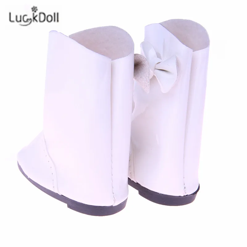 Модные белые кожаные ботинки LUCKDOLL подходит для 18 дюймовых американских кукол