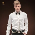 Мужская Облегающая рубашка FANZHUAN, белая плиссированная рубашка с длинным рукавом