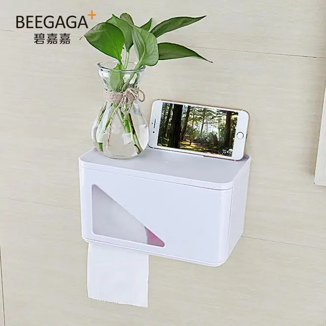 

New Design Wall-Mounted Stickers Toilet Roll Paper Box Removable Tissue Holder Waterproof Bathroom Storage Organizer