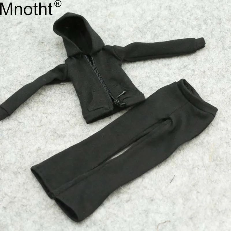 Mnotht 1/6 спортивный костюм брюки черный свитер куртка комбинезон пальто игрушка