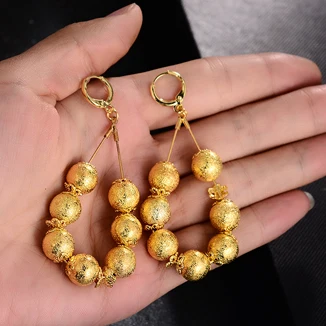 7 beads WANDO классический золотой цвет круглый кулон бусины Висячие серьги для женщин/девочек свадебные подарки ювелирных изделий 10 мм - Окраска металла: 7 beads