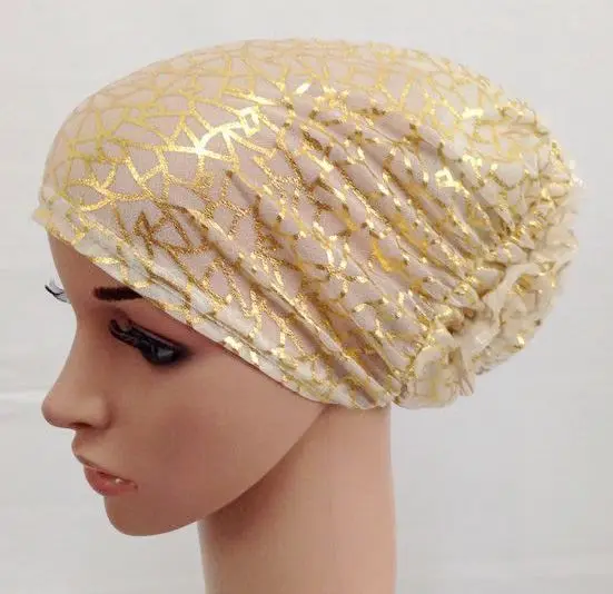 Новый стиль цветок люрекса мусульманские закрытые шапки марлевый хиджаб