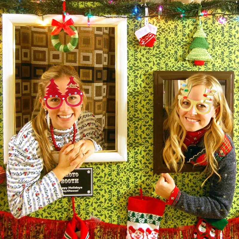 Рождественские украшения для дома Подарки рождественские подарки Natale Noel Рождество очки Рождественский Декор с утолщённой меховой опушкой, год