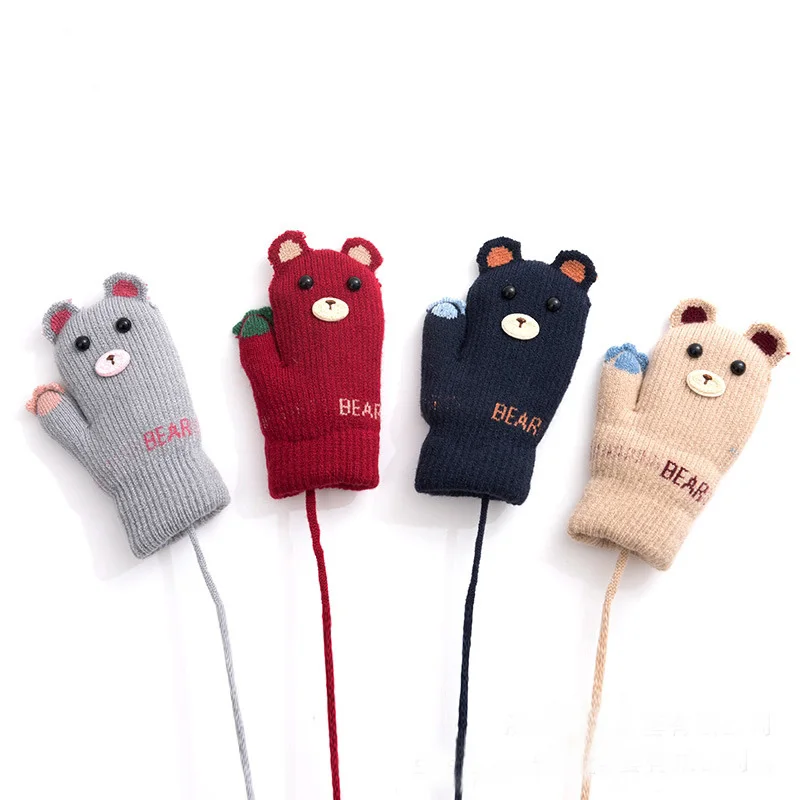Winter Animal Shape Unisex Knitted Gloves Full Finger Mittens Gloves for Children For Girl Boy Cartoon Warm Cute Cartoon Mittens