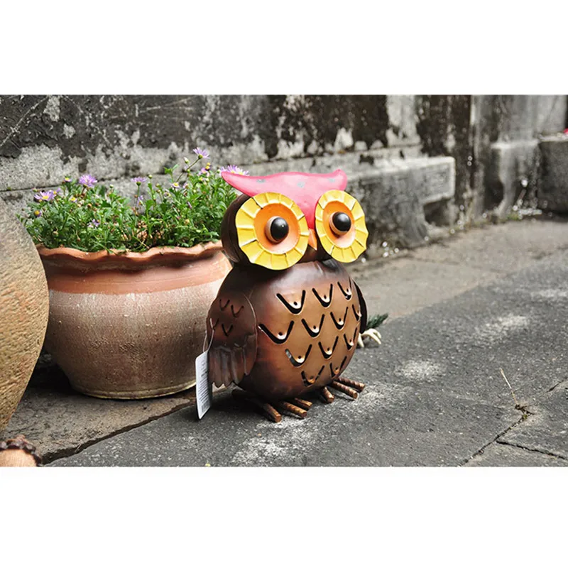 

Country Vintage Iron Color Painting Owl Decoration Garden Garden Terrace Fun Decoration Living Room Study Office Decor M1863