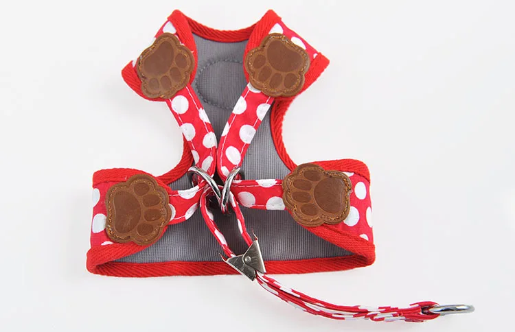 Cartoon Dot Pet Dogs Cloth Chest Harness Leads Soft Dog Chain Adjustable Pattern For Pets Leash | Дом и сад