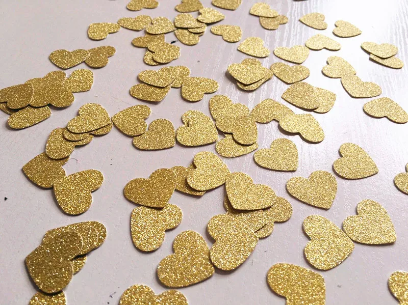 Ручная работа Золотое сердце свадебные конфетти свадебный душ вечеринка стол