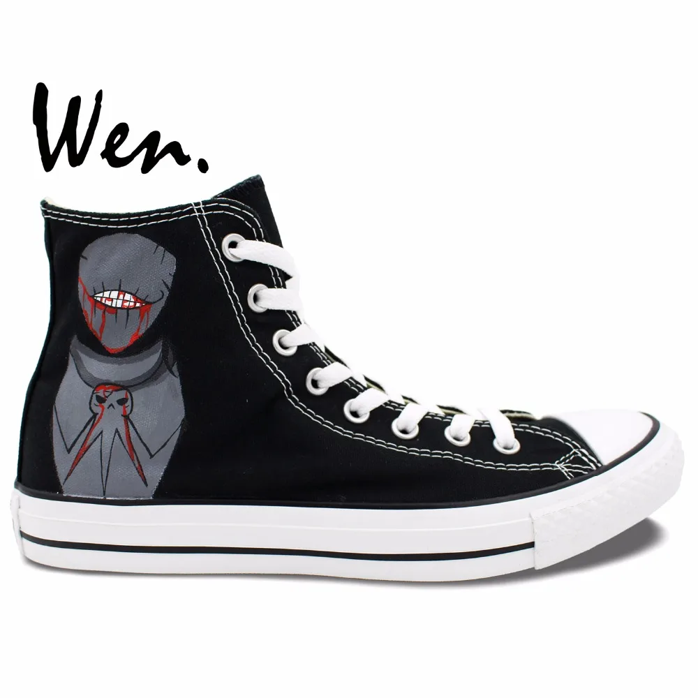 

Wen Design Custom Hand Painted Sneakers Soul Eater Death the Kid Anime Men Women's High Top Black Canvas Shoes
