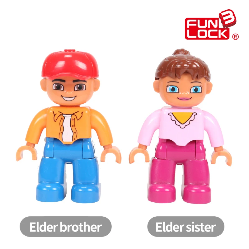 Funlock Duplo фигурки блоки моя семья папа мать брат сестра дедушка бабушка детские