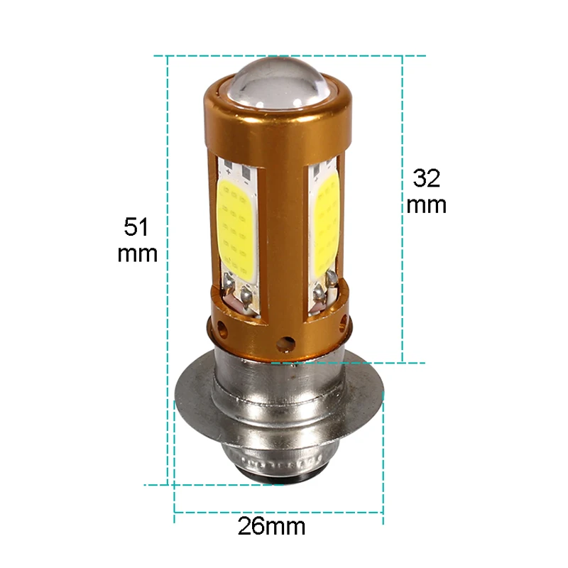 YCCPAUTO 1 шт. H6M PX15D P15D светодиодный фонарь для мотоцикла Hi/Lo луч 2000LM Мотоцикл Скутер COB налобный фонарь белый 12-80