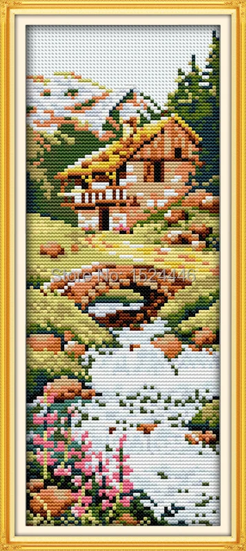 River Winter decor paintings Counted print on fabric DMC 14CT 11CT DIY Embroidery Sets Cross Stitch Needlework kits Four seasons | Дом и сад