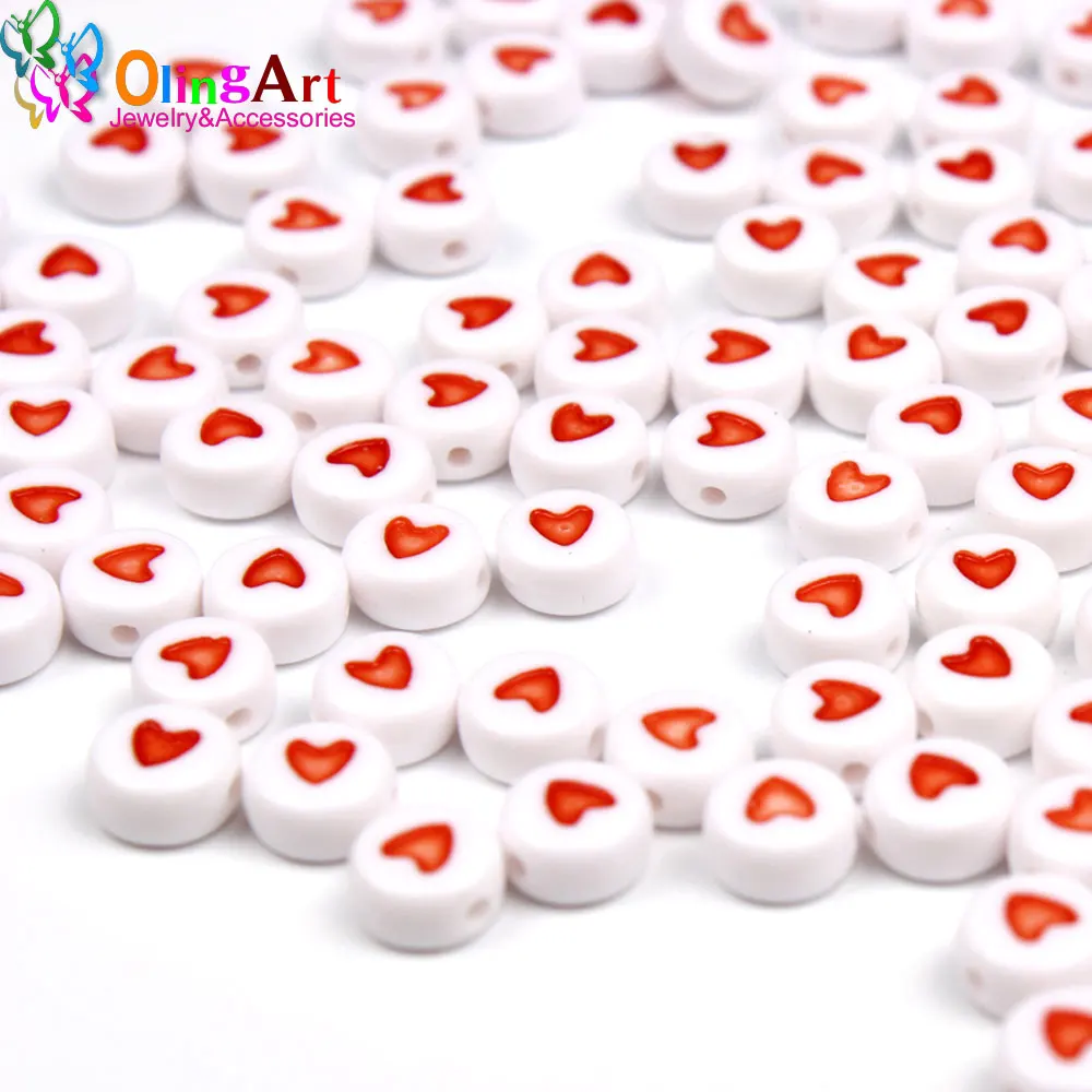 OlingArt 7*4 мм 100 шт. круглые разноцветные акриловые бусины серебряного цвета Твердые