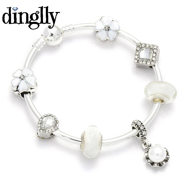 DSZ059 DINGLLY мультфильм Пара висячие Pulsera Шарм браслет с медведем Тигр бусины модные бренды браслеты с медведями браслет для женщин - Окраска металла: DSZ059