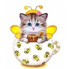 Алмазная живопись Питер Рен сделай сам, вышивка крестиком, алмазная вышивка с милым котенком, 5d квадратная или круглая Алмазная мозаика с полным изображением кошки, чашка