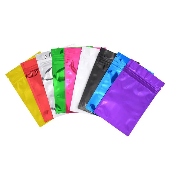 100 шт цветной мешок из алюминиевой фольги само Печать Молния Ziplock для упаковки еды