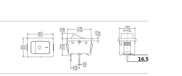 Оригинальный новый 100% R-4-210-C5L-BR 16A 250VAC кулисный переключатель 4pin с красным