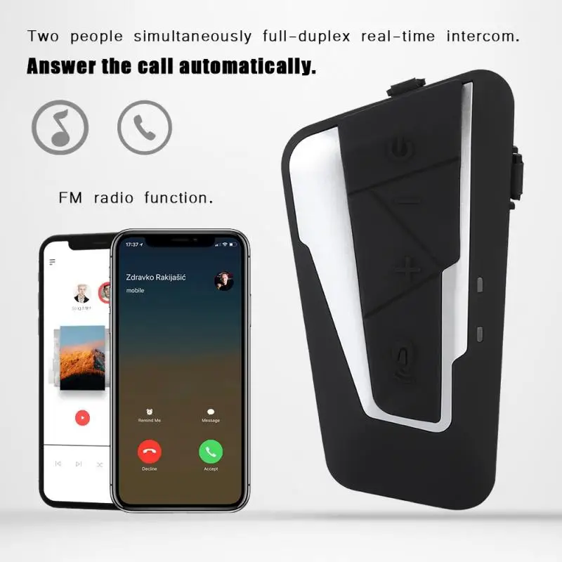1200 м Full Duplex стерео мотоциклетная Bluetooth гарнитура мотоциклетный шлем домофон