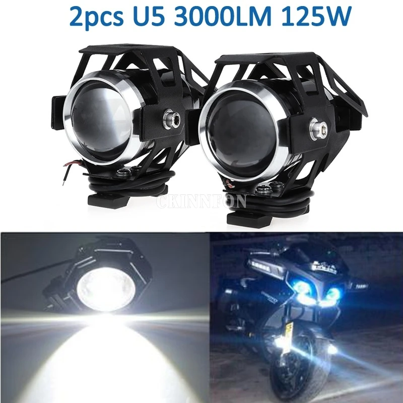 

DHL 50PCS 2PCS/Set U5 3000LM 125W Upper Low Beam Motorcycle Headlight LED Motorbike Spot Lamp