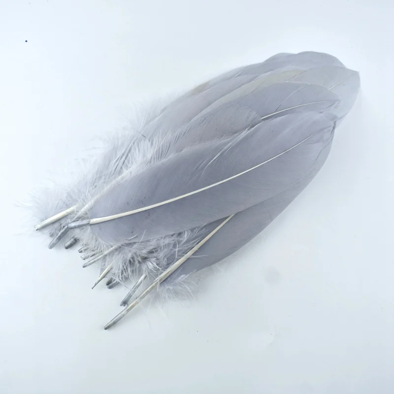 Light gray 15-20 см Высокое качество Белый гусиное перо для DIY красочное перо украшение Свадебные перья для рукоделия аксессуары Шлейфы - Цвет: Light gray