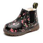COZULMAосенне-зимние ботинки для девочек и мальчиков; Модные детские ботинки с цветочным принтом; Детская обувь; Нескользящие Ботинки Martin с мехом для маленьких детей