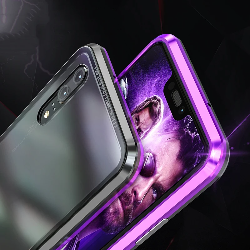 Роскошный металлический магнитный чехол для huawei P20 PRO, чехлы с откидной крышкой для huawei P20 Lite, бампер из закаленного стекла, металлическая рамка, чехол