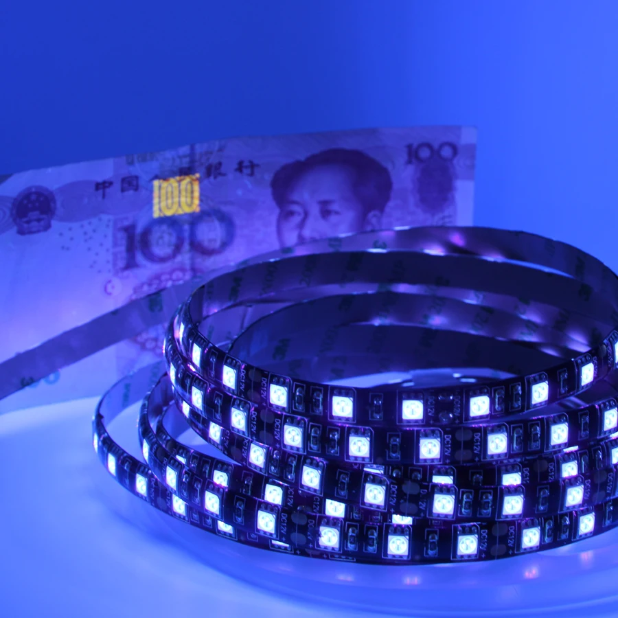 5 м ультрафиолетовая Светодиодная лента 12В черная лампа SMD 5050 60leds/m печатная плата