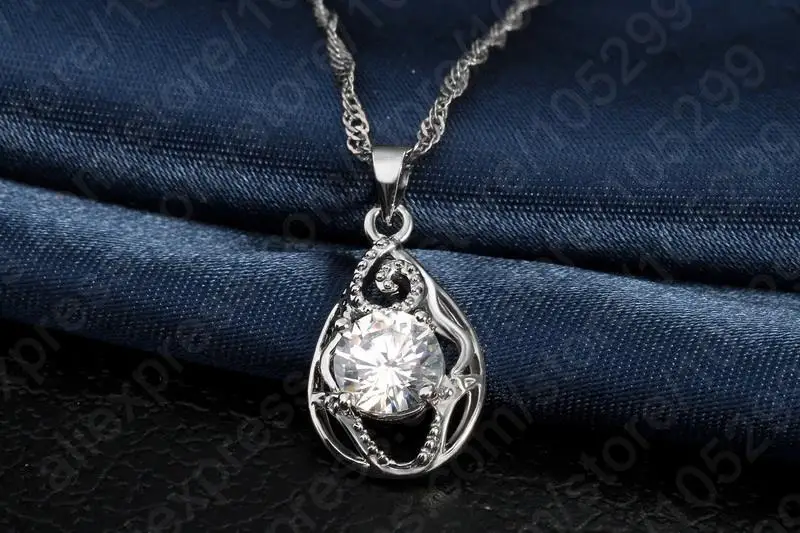 Комплект из колье и серёг серебра 925 пробы с фианитами|bridal wedding jewelry sets|necklace set