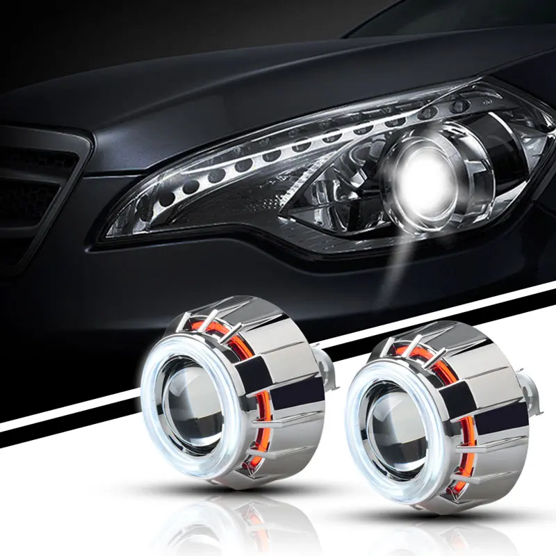 RACBOX пара 3 дюймов H1 HID линзы проектора bi xenon с белый красный синий Ангел глаз CCFL Стайлинг фар для автомобиля мотоцикла