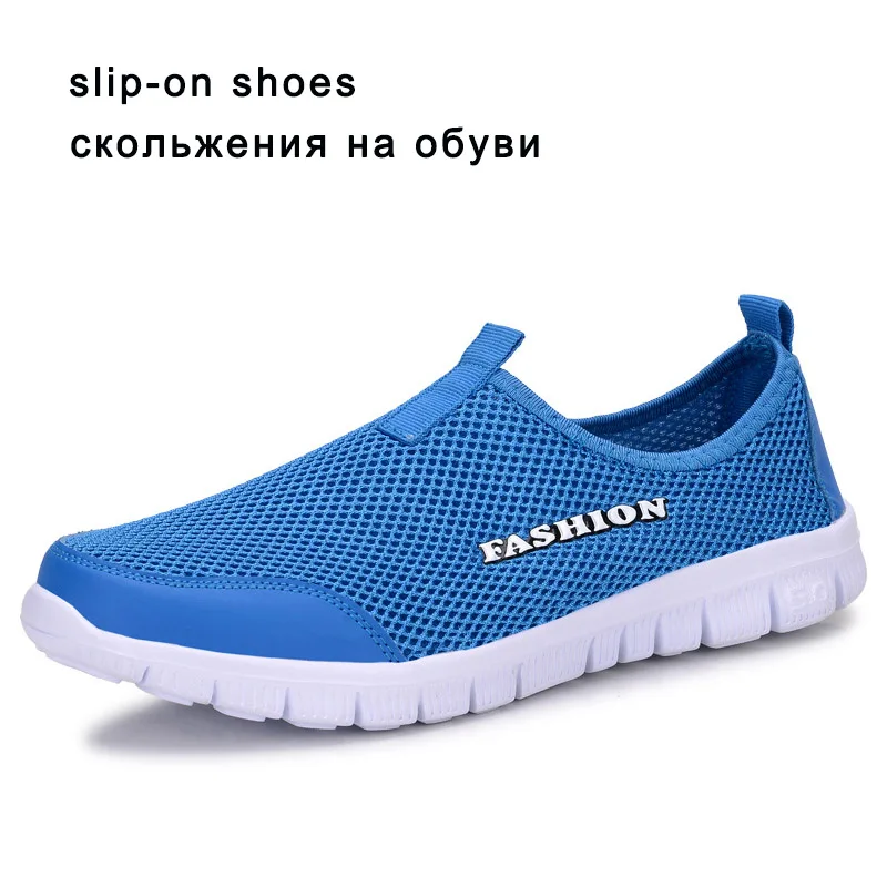 REETENE/ самая дешевая мужская обувь из сетчатого материала; летняя повседневная мужская обувь; модная кожаная повседневная обувь; мужские кроссовки; сандалии; 37-47 - Цвет: Blue Slip On