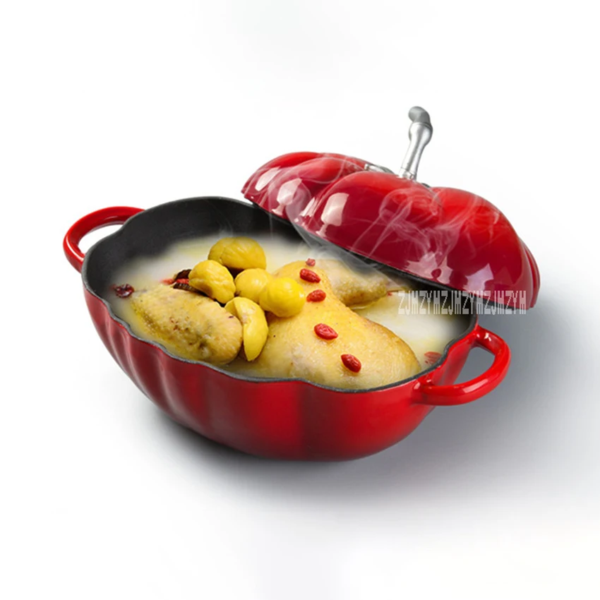 

BCA20B Household Tomato Shape Cast Iron 27cm Enamel Cooking Stew Soup Pot Thickened Flat Base Saucepan Induction Cooker