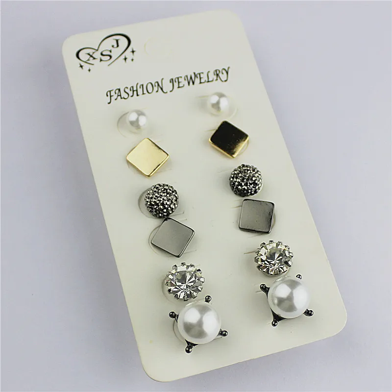 New fashion gorgeous women's jewelry girl's birthday party beautiful mash-up type 6 pairs/set earring earrings agent shipping |