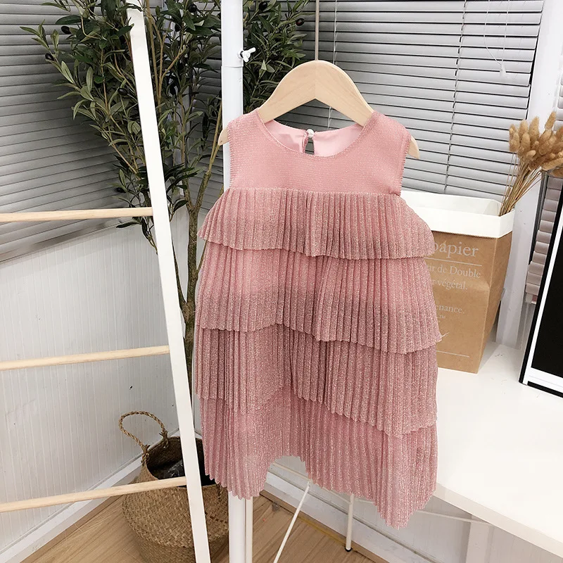 Baby Girl Chiffon Dress Fashion New Children's Girls Sleeveless Party Dresses Kids for 2 3 4 5 6 Years | Детская одежда и