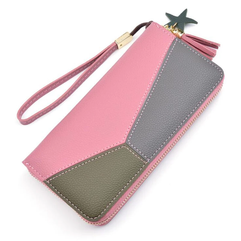 Новый кошелек в стиле пэчворк с геометрическим рисунком Дамский клатч ремешком