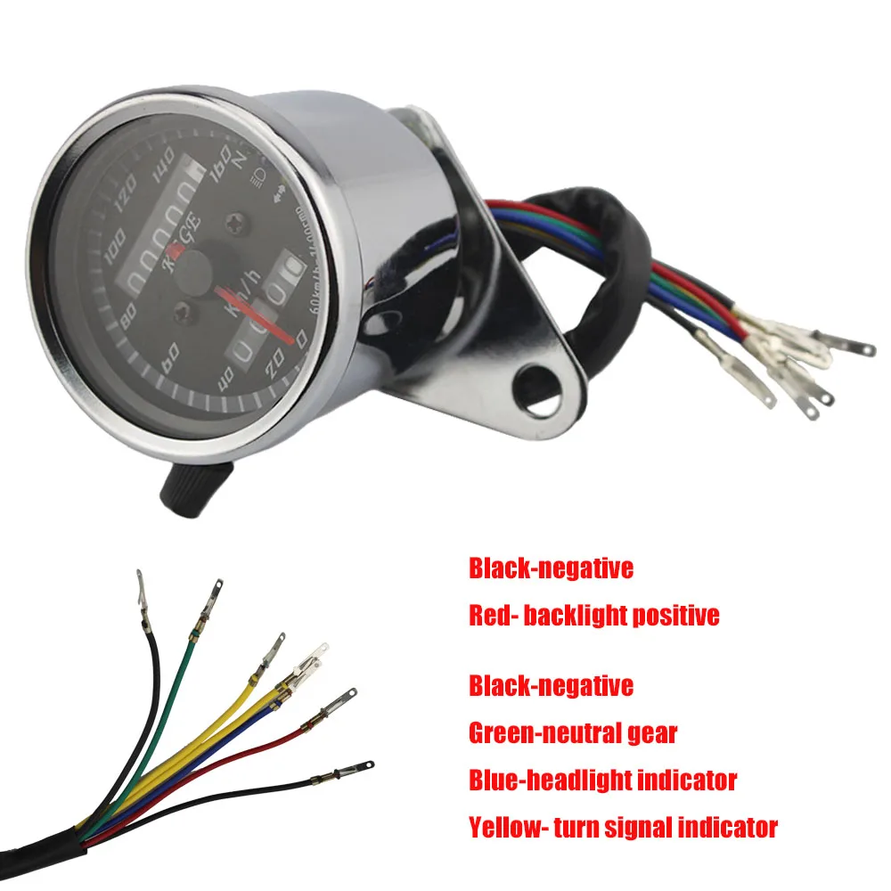 Серебряный мотоцикл Cafe Racer Спидометр Одометр 0 160 км/ч инструмент светодиодный ным